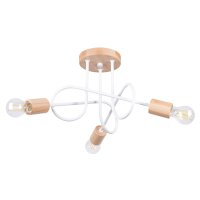 Deckenleuchte Holz Stahl Weiß E27 L:56 cm 3-flammig