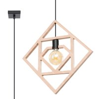 Schwarze Hängelampe Holz Natur E27 L:50 cm...