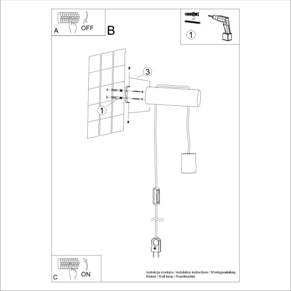 Wandleuchte Holz Natur E27 Schalter Stecker T:19 cm