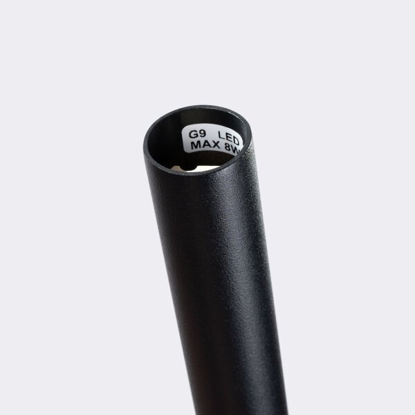 Runde Hängelampe Schwarz Stahl G9 L:19,5 cm akzentuiert