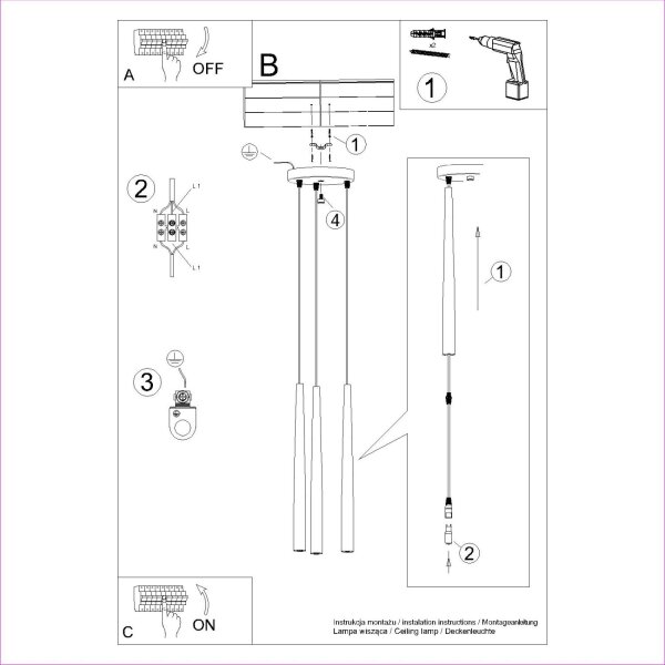 Runde Hängelampe Schwarz Stahl G9 L:19,5 cm akzentuiert