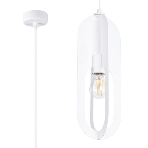 Stilvolle Hängelampe Weiß Stahl E27 Ø11 cm rund Modern