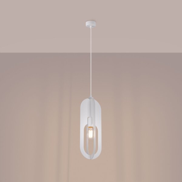 Stilvolle Hängelampe Weiß Stahl E27 Ø11 cm rund Modern