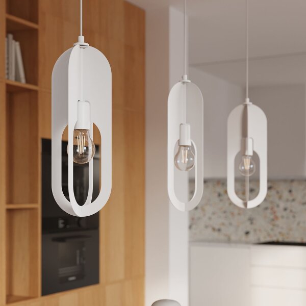 Stilvolle Hängelampe Weiß Stahl E27 Ø11 cm rund Modern