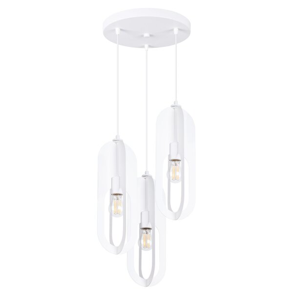 Stilvolle Hängelampe Weiß Stahl E27 L:43 cm Modern