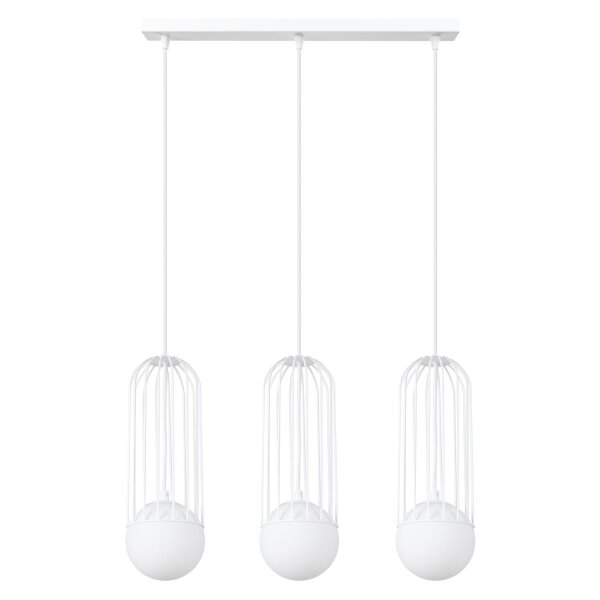 Pendelleuchte Weiß G9 Glas Stahl 54 cm 3-flmg blendarm