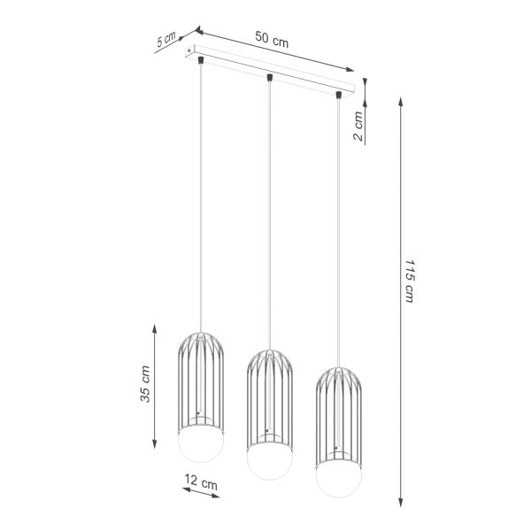 Pendelleuchte Weiß G9 Glas Stahl 54 cm 3-flmg blendarm