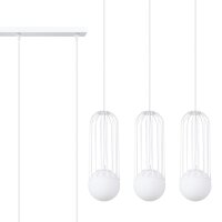 Pendelleuchte Weiß G9 Glas Stahl 54 cm 3-flmg blendarm