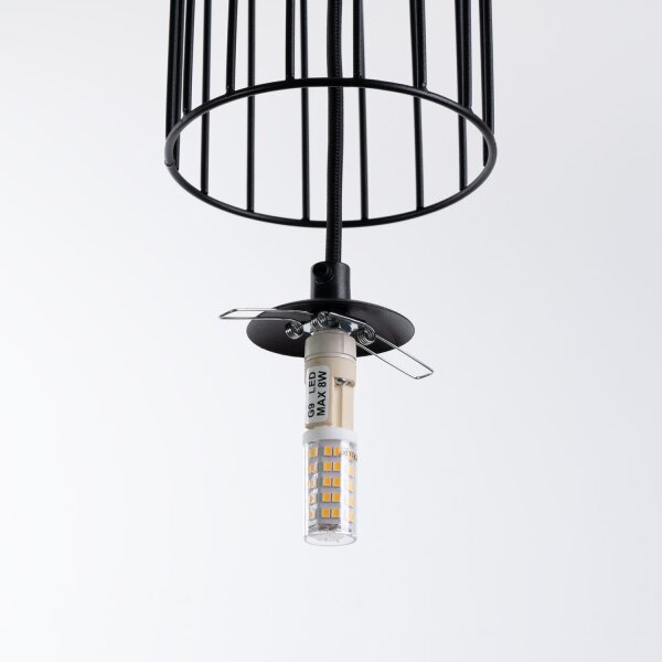 Hängelampe Schwarz G9 Glas Stahl L:34 cm 3-flammig