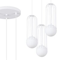 Hängelampe Weiß G9 Glas Stahl 34 cm 3-flammig...