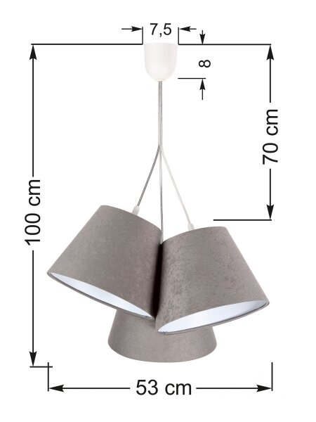 Lampe à suspendre Table de salle à manger Lampe dintérieur Gris Blanc Tissu