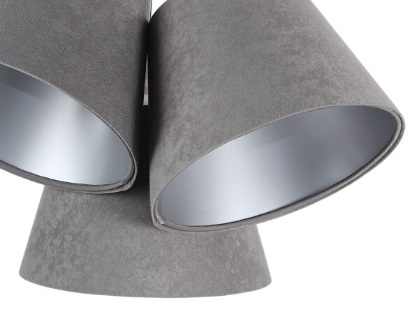 Lampe à suspendre Abat-jour Gris Argent Tissu 3-flmg Rétro