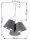 Lampe à suspendre Abat-jour Gris Argent Tissu 3-flmg Rétro