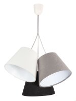 Suspension Gris Noir Tissu 3-flmg Lampe