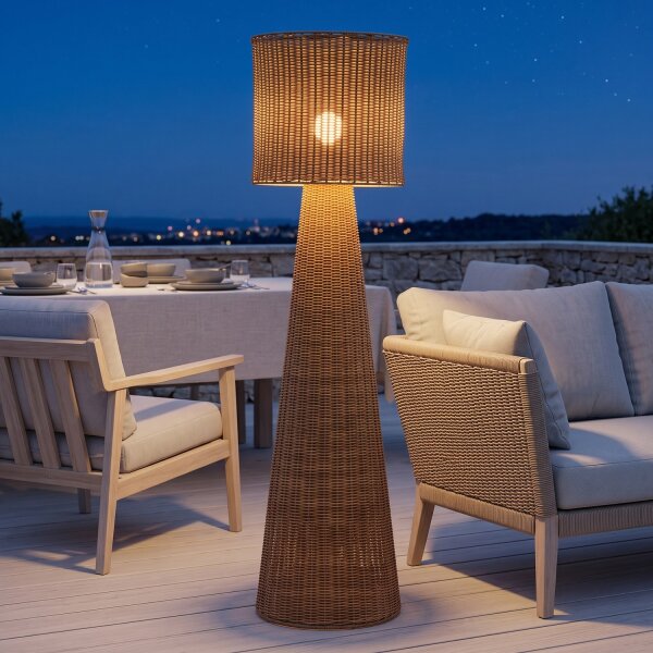 Stehlampe Rattan Natur Outdoor IP54 E27 137 cm Garten