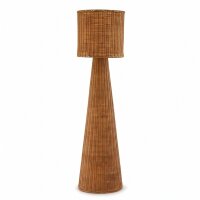 LED Stehlampe Rattan Natur dimmbar IP54 H:137 cm