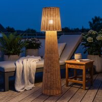 LED Akku Stehlampe dimmbar IP54 3000 K 109 cm Rattan