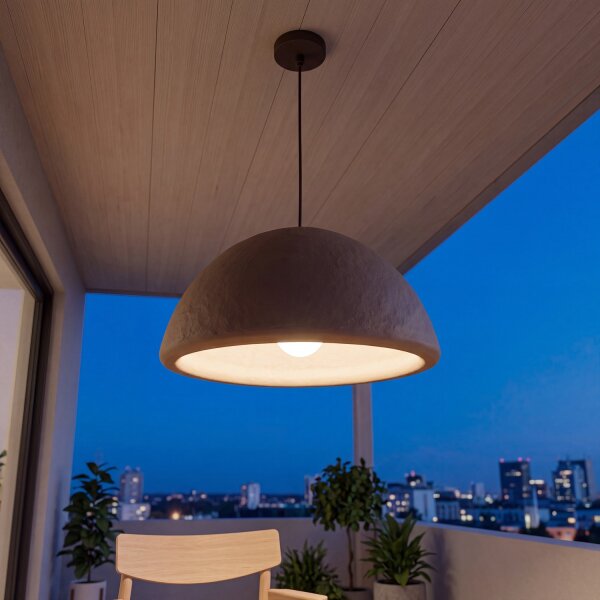 Pendelleuchte Außen Weiß E27 IP44 Ø38 cm rund Terrasse