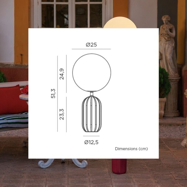 LED Akku Tischlampe Bordeaux IP54 dimmbar 3000 K 51 cm