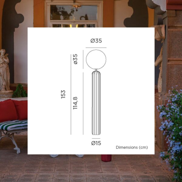 LED Akku Stehlampe dimmbar Beige IP54 3000 K 153 cm