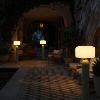 LED Solar Stehlampe Akku Beige dimmbar IP65 3000K 142cm