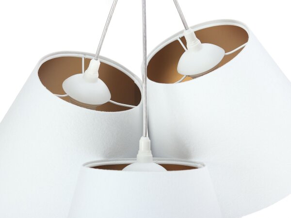 Suspension Blanc Or Tissu 3xE27 Rétro Table à manger