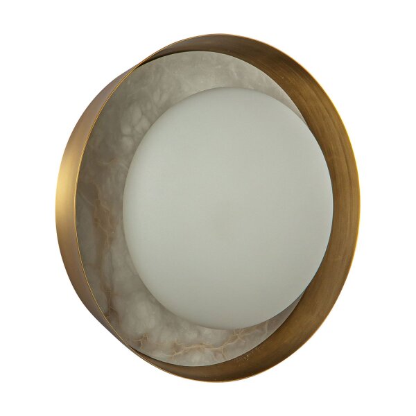 LED Wandleuchte rund Ø 21,6 cm Alabaster Glas Metall 2825 K