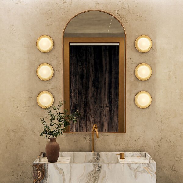 LED Wandleuchte rund Ø 21,6 cm Alabaster Glas Metall 2825 K
