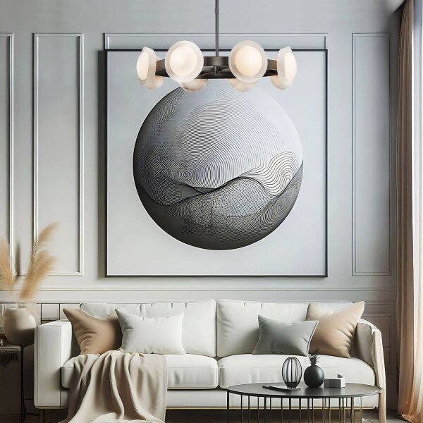 Pendelleuchte LED rund Ø 94,6 cm Metall Glas Alabaster