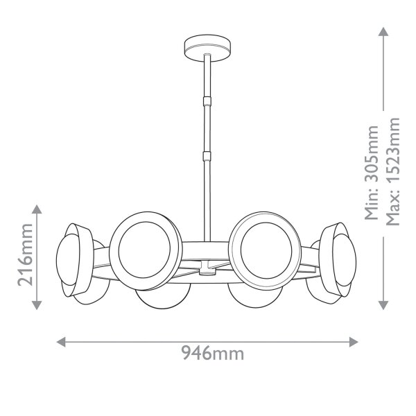 Pendelleuchte LED rund Ø 94,6 cm Metall Glas Alabaster