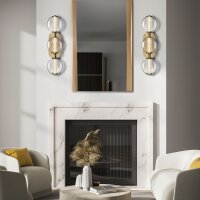 LED Badlampe Kugelschirm Metall Glas IP44 B: 63,1 cm in Gold