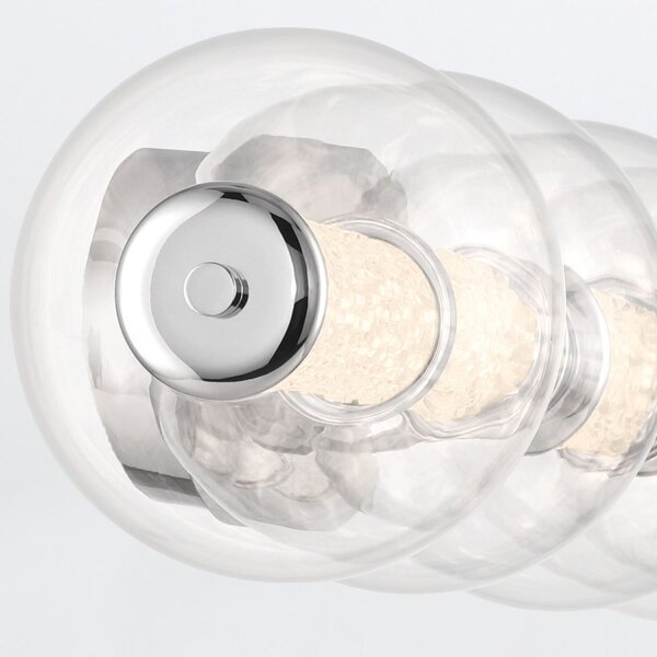 LED Wandleuchte Chrom B: 96,7 cm IP44 Kugelschirm Metall Glas