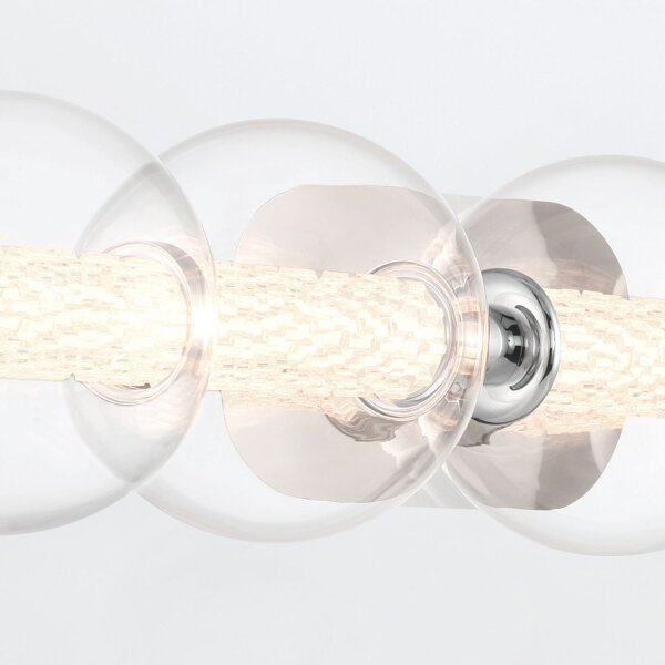 LED Wandleuchte Chrom B: 96,7 cm IP44 Kugelschirm Metall Glas