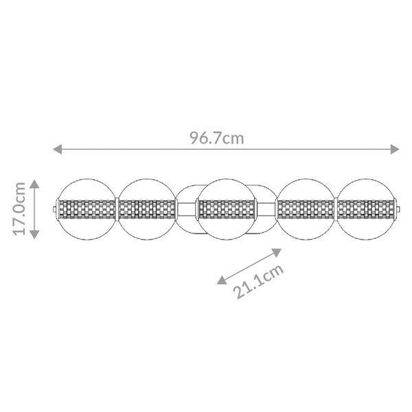 LED Wandleuchte Chrom B: 96,7 cm IP44 Kugelschirm Metall Glas