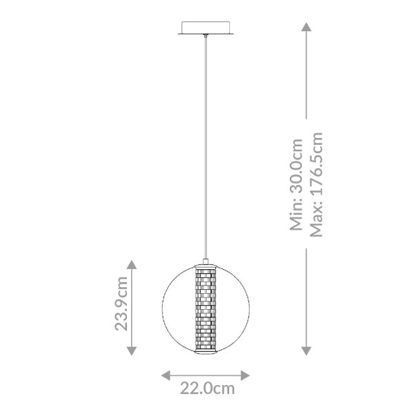 LED Hängeleuchte rund Ø 22 cm 3000 K Metall Glas Kugel
