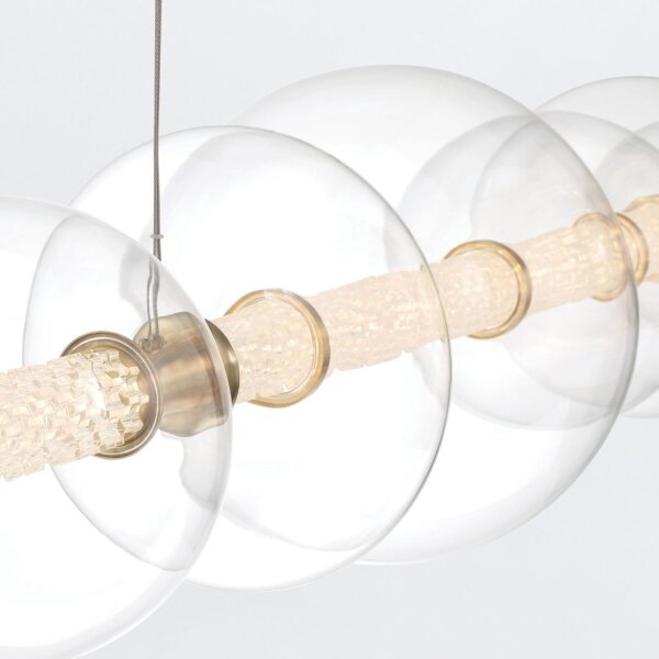 Hängelampe LED B: 142,1 cm groß Metall Glas in Gold