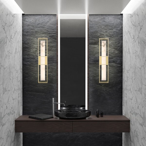 LED Wandlampe Alabaster Metall IP44 61 cm hoch 3000 K Bad