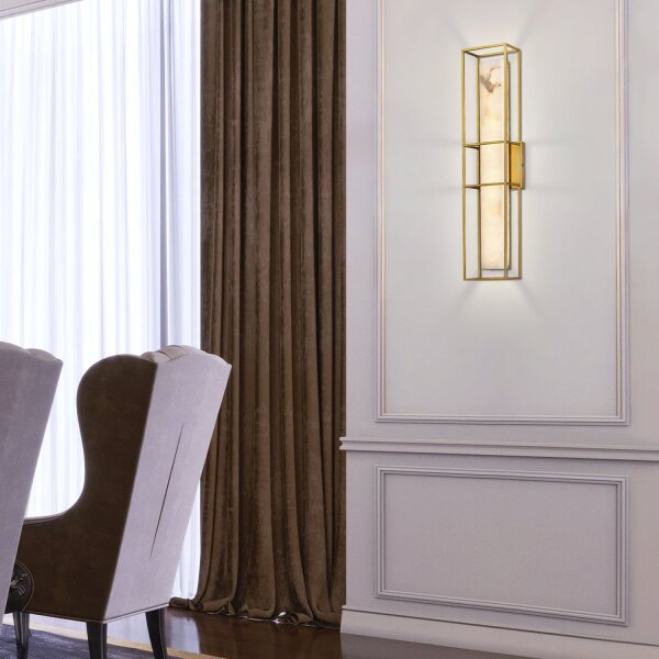 LED Wandlampe Alabaster Metall IP44 61 cm hoch 3000 K Bad