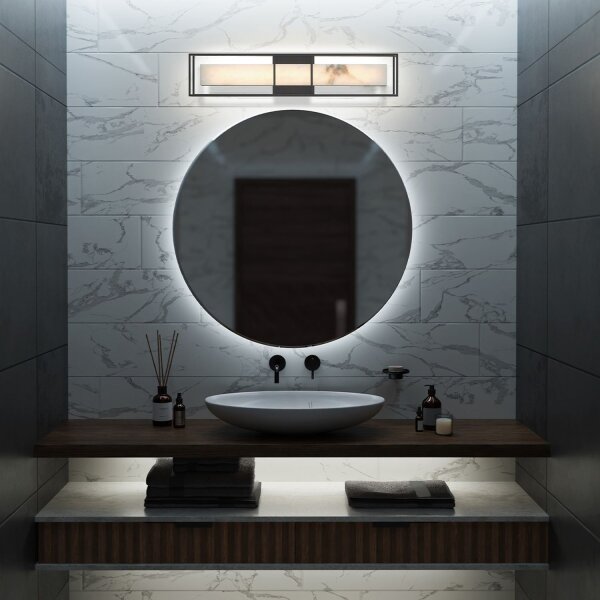 LED Wandleuchte Alabaster Metall 3000 K H: 61 cm IP44 Bad