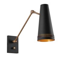 Wandlampe Metall verstellbar Schwarz Braun Retro E27