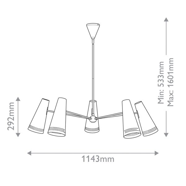 Pendelleuchte Metall 114,3 cm breit H: max. 157,7 cm