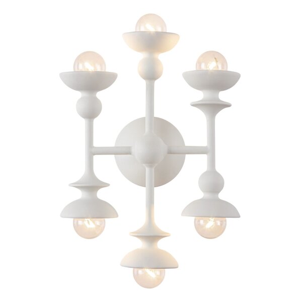 Wandlampe Weiß Antik H: 35,6 cm Metall für 6x E14 Landhaus