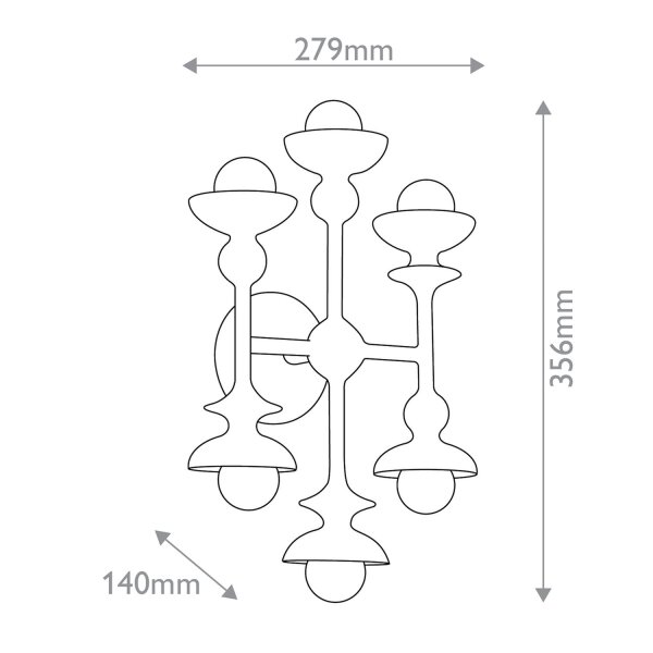 Wandlampe Weiß Antik H: 35,6 cm Metall für 6x E14 Landhaus