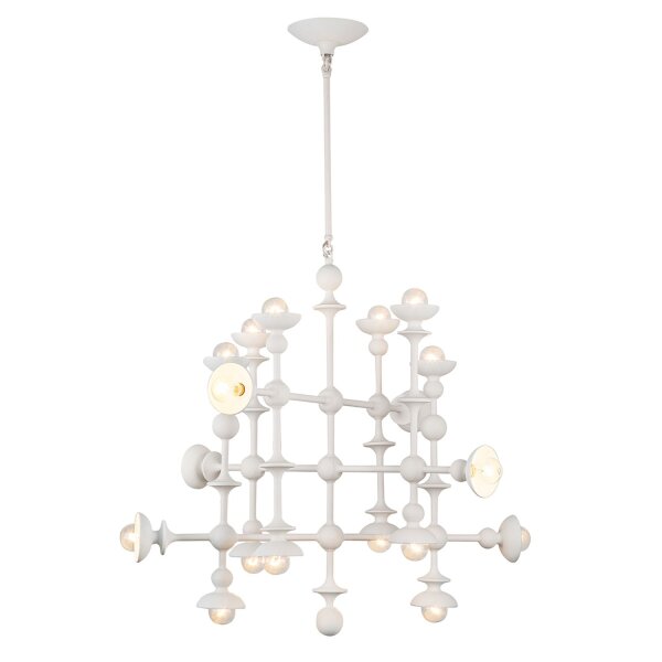 Hängeleuchte Weiß Antik 76,2 cm breit Metall 18x E14