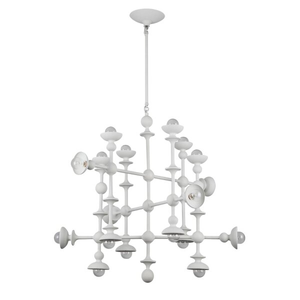 Hängeleuchte Weiß Antik 76,2 cm breit Metall 18x E14