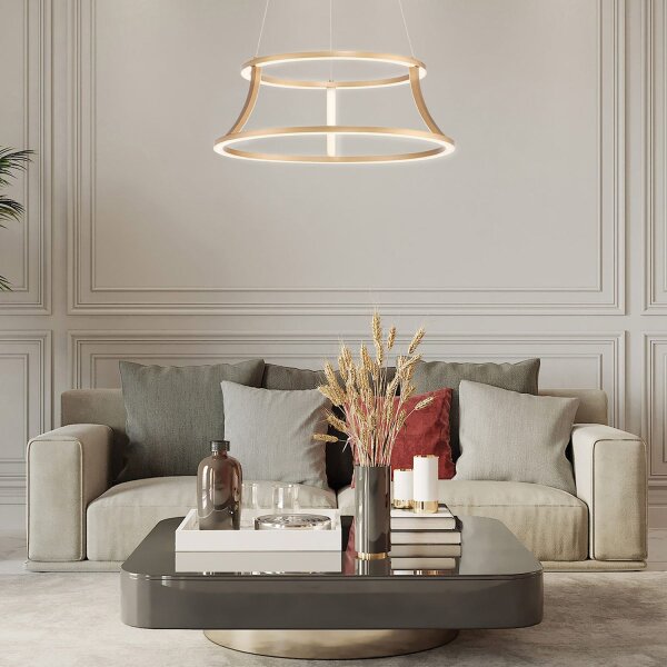 Pendelleuchte LED rund D: 51 cm Metall in Gold gebürstet