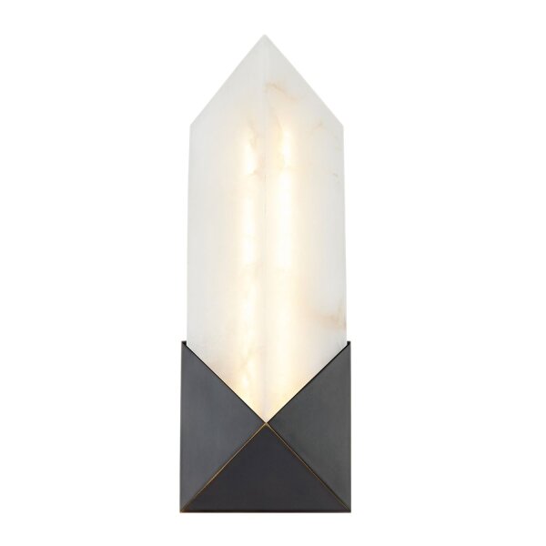 LED Wandleuchte Metall Alabaster H: 30,5 cm Bronze Antik Weiß