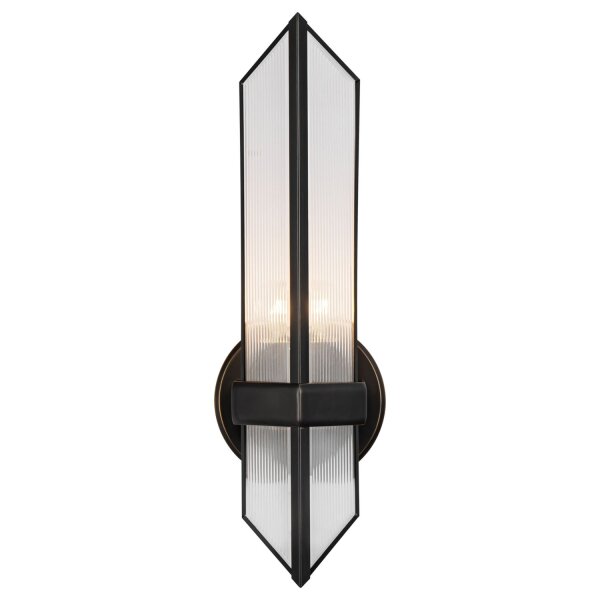 Wandlampe Glas Metall H: 38,4 cm in Bronze Antik E27