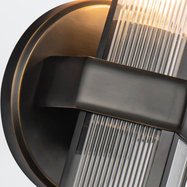 Wandlampe Glas Metall H: 38,4 cm in Bronze Antik E27
