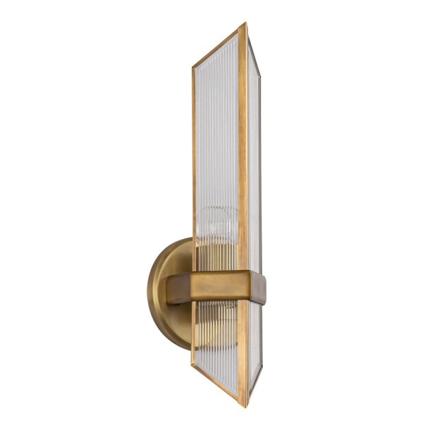 Wandleuchte Metall Glas H: 38,4 cm in Messing Antik E27